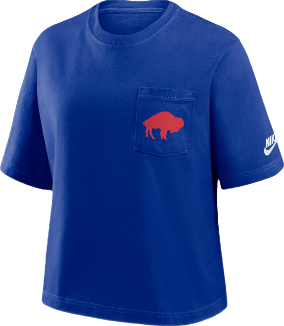 Women's Royal Buffalo Bills Rewind Pocket Boxy T-Shirt