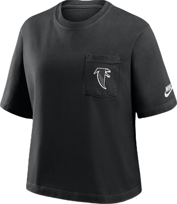Women's Black Atlanta Falcons Rewind Pocket Boxy T-Shirt