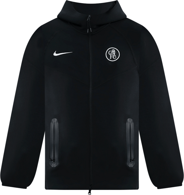 Chelsea FC Tech Windrunner Pánská flísová fotbalová bunda Nike Total 90 se zipem po celé délce