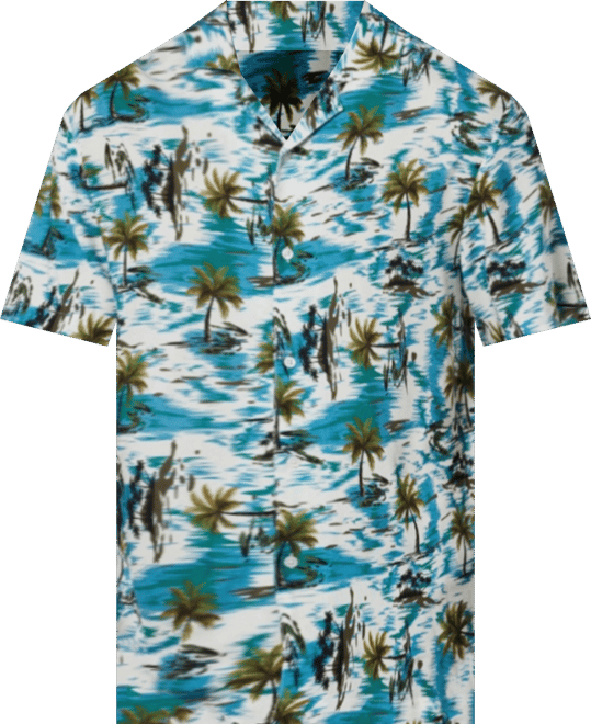 Mens Casual Button-Down Hawaiian Short Sleeve Shirt