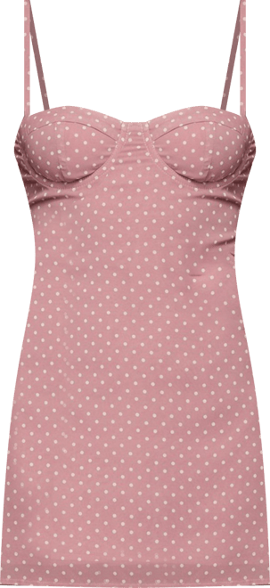 Womens Polka Dot Cupped Chiffon Mini Dress