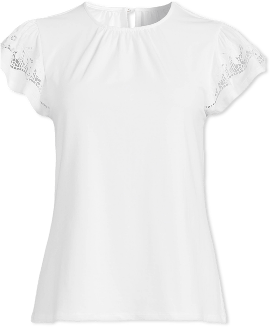 Women's Plus Size Lightweight Jersey Crew Neck Ruffle Sleeve Flowy Top