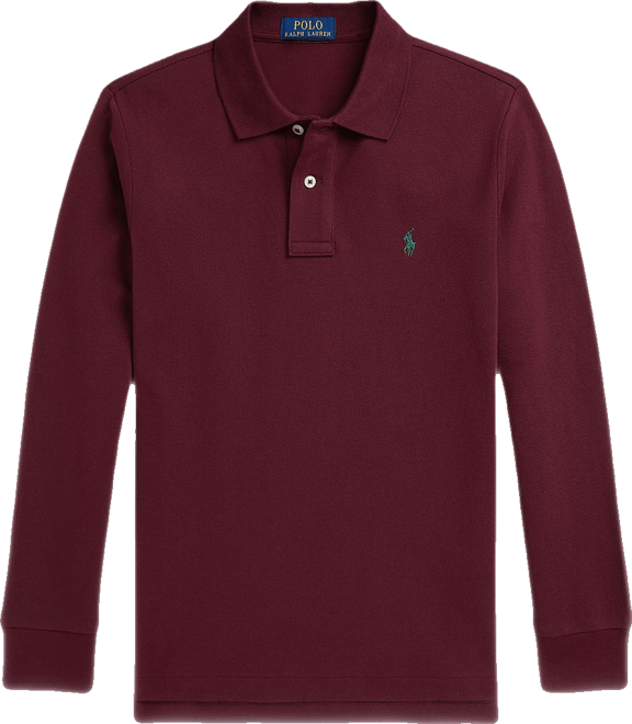 Big Boys Cotton Mesh Long Sleeve Polo Shirt