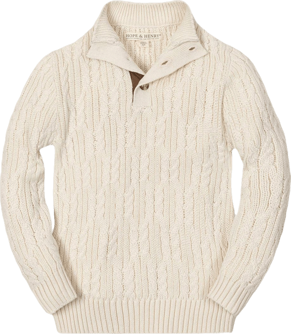 Boys Organic Mock Neck Cable Sweater