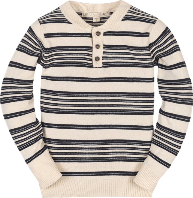 Little and Big Boys' Organic Long Sleeve Henley Pullover Sweater with Elbow Patches