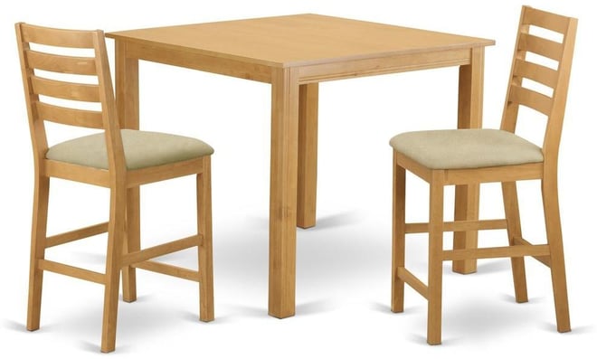CAFE3-oak-c 3 Pc counter height Dining room set-pub Table and 2 counter height stool