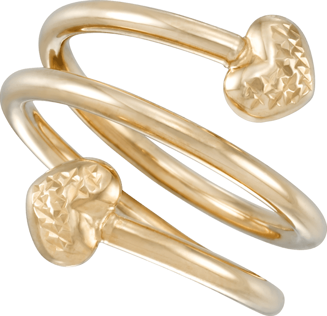 Textured Heart Polished Spiral Bypass Ring in 10k Gold