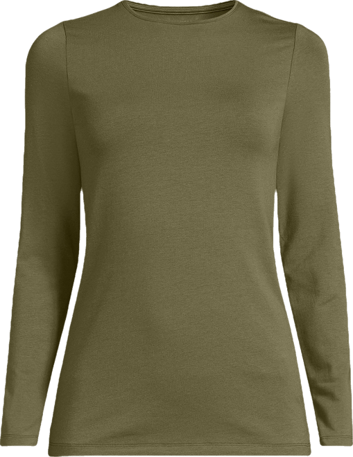 Women's Lightweight Jersey Skimming Long Sleeve Crew Neck T-shirt