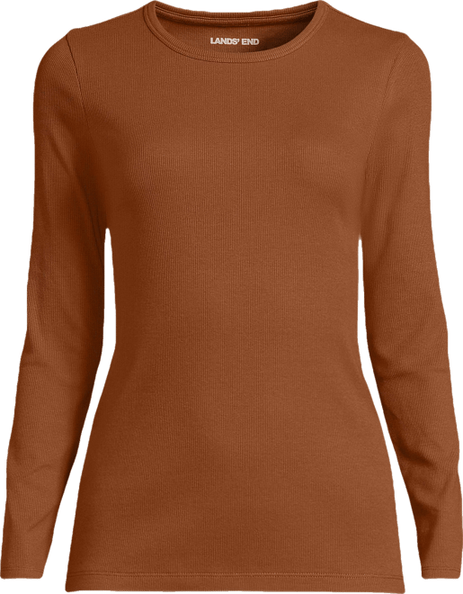 Women's Petite Long Sleeve Micro Rib T-Shirt