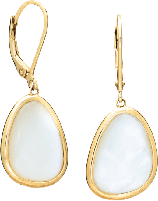 Mother of Pearl Abstract Bezel Leverback Drop Earrings in 18k Gold-Plated Sterling Silver