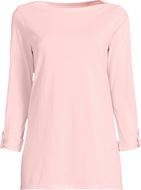 Women's Plus Size Supima Cotton Adjustable 3/4 Sleeve Boatneck Tunic