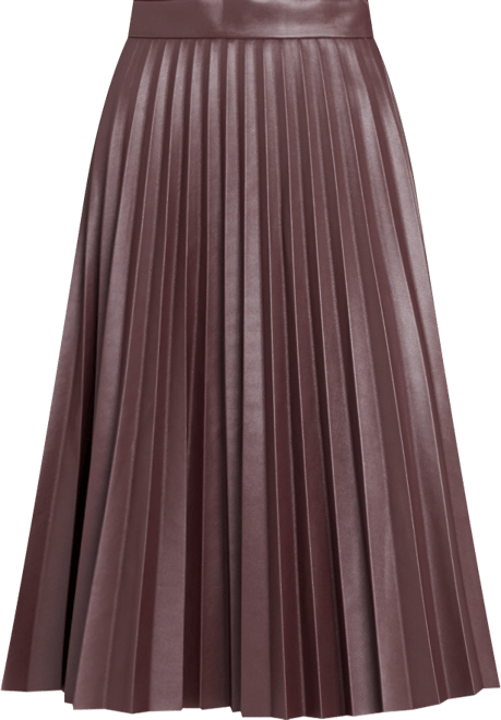 Women's Long Leather Pleated Skirt