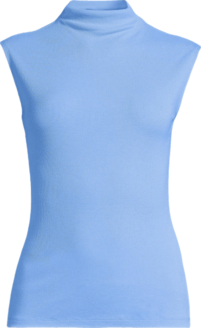 Plus Size Cap Sleeve Drapey Rib Fitted Funnel Neck Tank