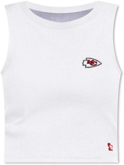 Women's White Kansas City Chiefs Show Up Cropped Tank Top