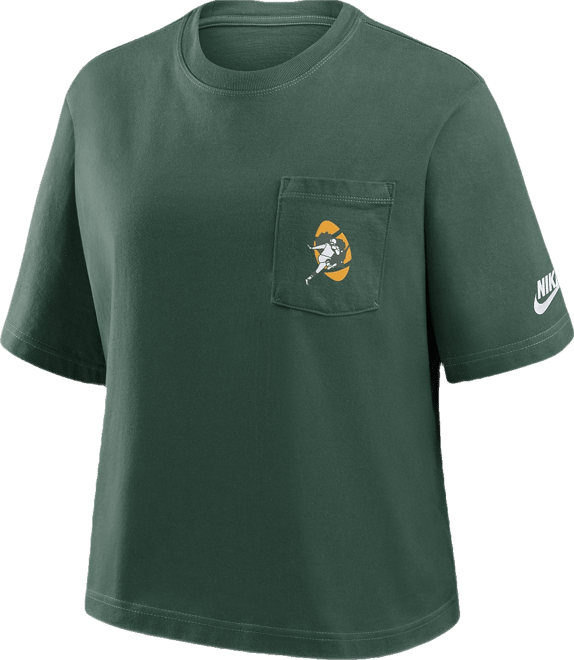 Women's Green Green Bay Packers Rewind Pocket Boxy T-Shirt