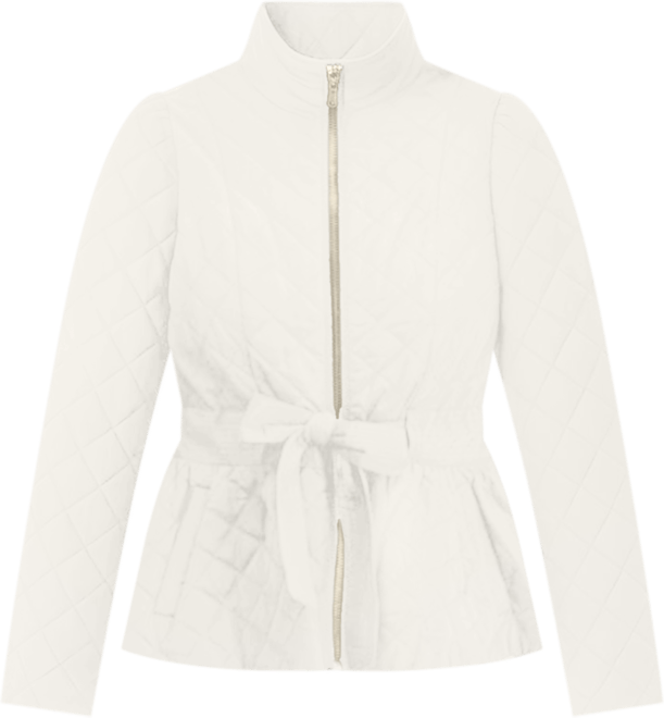 Women's Quilted Puff Sleeved Belted Jacket