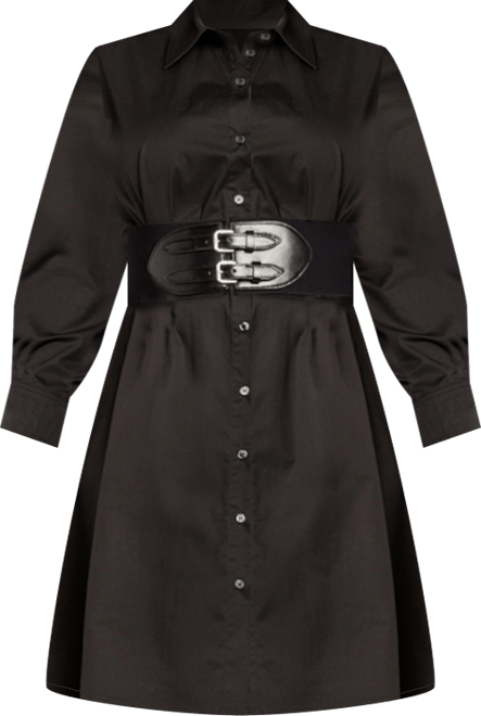 Women's Plus Size Cinch Waist Belt Shirt Dress