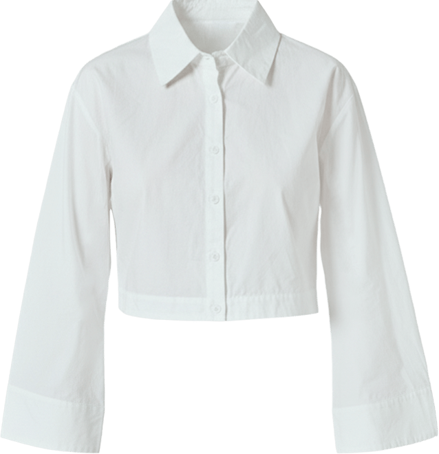 Women's Poplin Wide Sleeve Short Dress Shirt