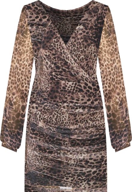 Women's Long Sleeve Faux Wrap Ruched Mini Dress