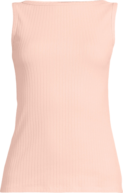 Women's Sleeveless Pointelle Rib Boat Neck Tank