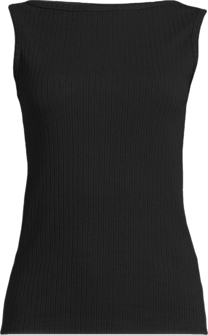 Women's Sleeveless Pointelle Rib Boat Neck Tank