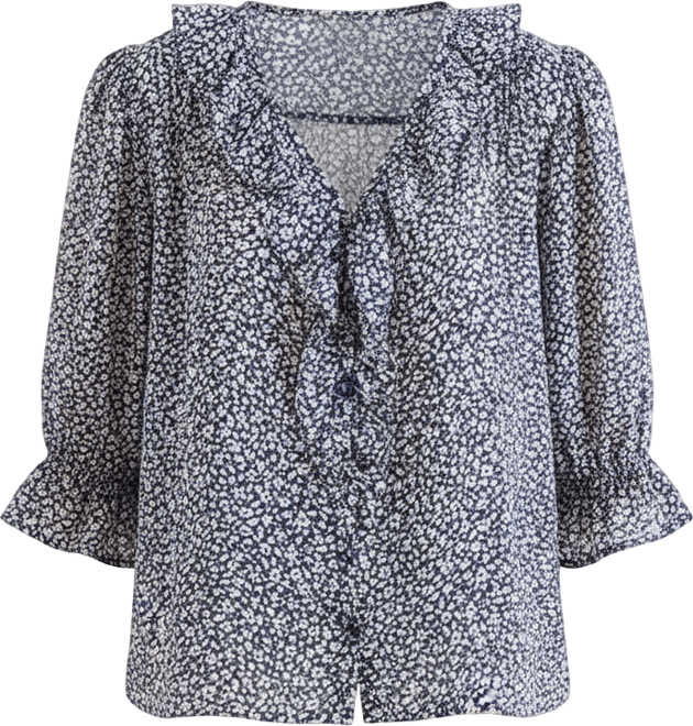 Cotton Chloe Shirt in Navy Vintage Bloom