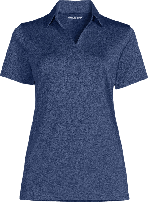 Women's Rapid Dry Short Sleeve Space Dye Sport Neck Polo Shirt