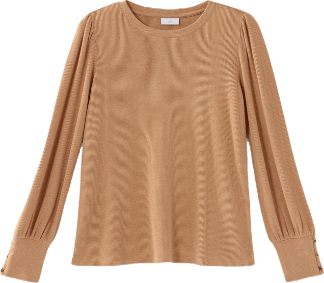 BUTTONED-CUFF WAFFLE TOP | JJill