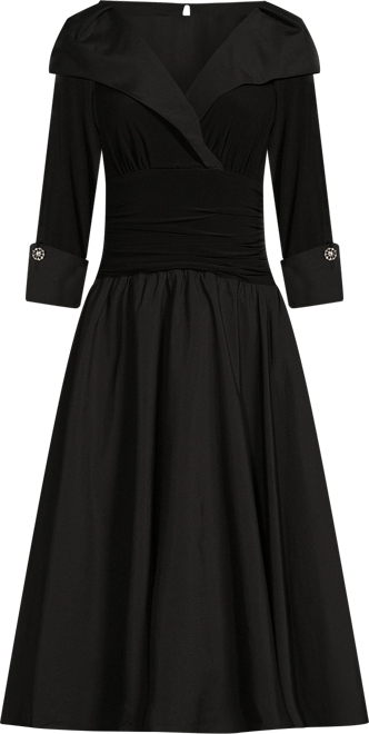 jessica howard petite portrait-collar fit & flare dress Jessica Howard Petite 3/4-Sleeve Portrait-Collar Fit & Flare Dress