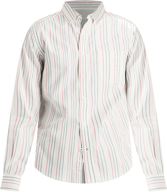 Men's Long Sleeve Striped Button-Down Shirt