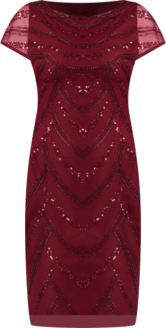 Women's Beaded Cap-Sleeve Sheath Dress