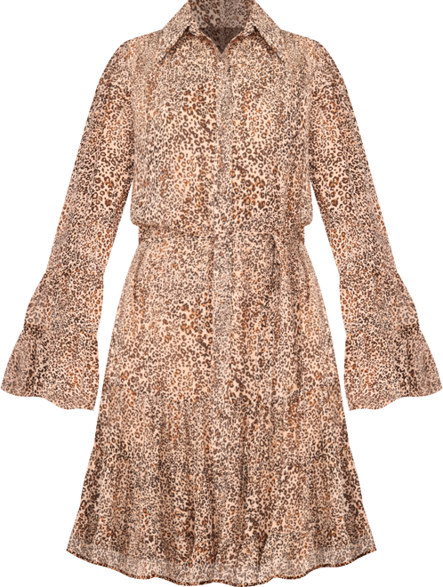 Women's Tiered Flounce Long Sleeve Shirt Dress