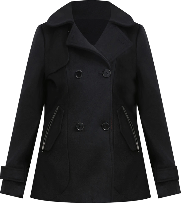 Women's Plus Size Piper Wool Blend Hooded Pea Coat