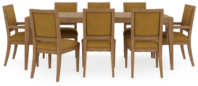 Everleigh Dining 9-Pc. Set (Table, 6 Upholstered Back Side Chair & 2 Upholstered Back Arm Chair)
