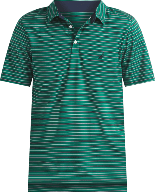 Men's Short Sleeve Striped Performance Golf Polo Shirt