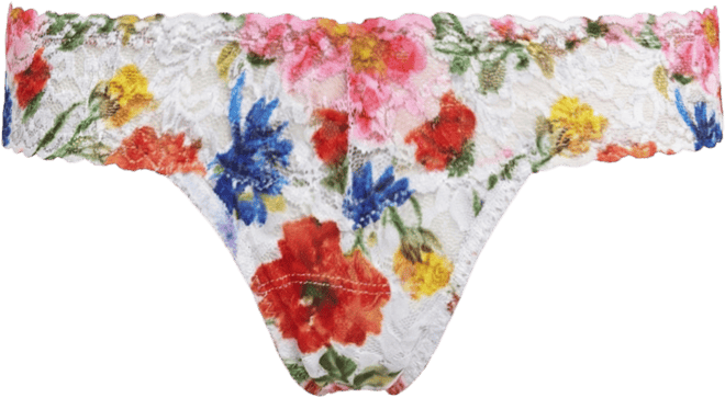 Women's Printed Signature Lace Low Rise Thong