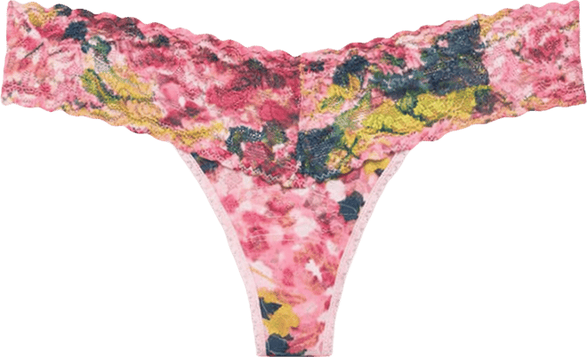 Women's Printed Signature Lace Low Rise Thong