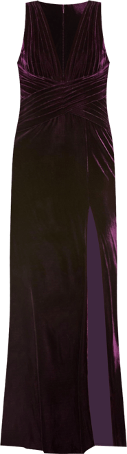 Women's Velvet Pleated Wrapping Sleeveless Jersey Gown