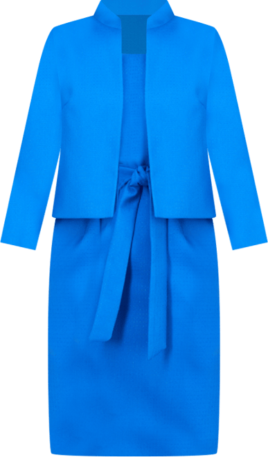 Women's 3/4-Sleeve Jacket And Belted Sheath Dress Suit Set, Regular & Petite
