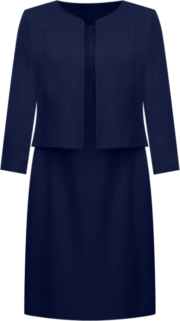 Women's Open-Front Collarless Jacket and Sheath Dress Suit Set, Regular & Petite