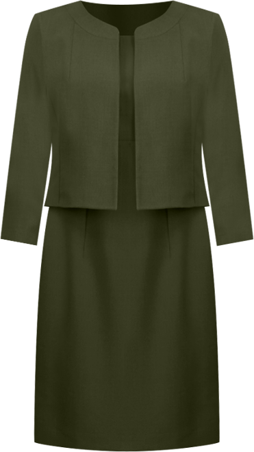 Women's Open-Front Collarless Jacket and Sheath Dress Suit Set, Regular & Petite