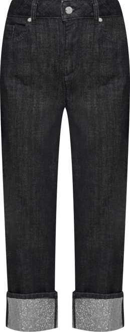 Petite High-Rise Cuffed-Embellished Jeans