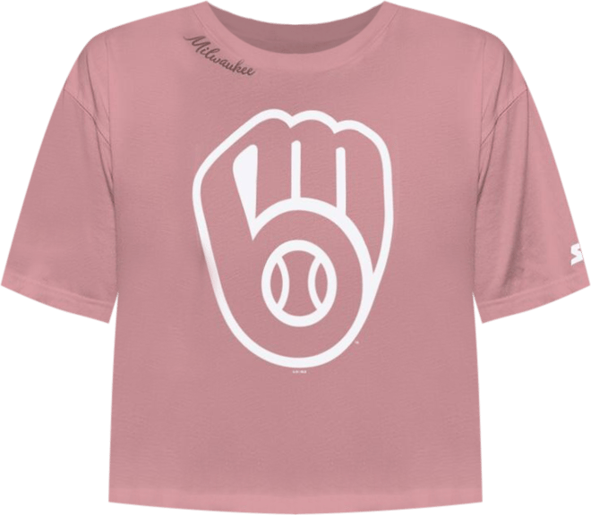 Women's Pink Milwaukee Brewers Play the Ball Boxy Cropped T-Shirt