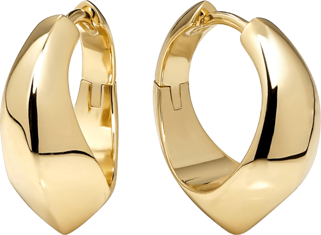Beveled Curve Hoop Earrings in Gold Plated Sterling Silver