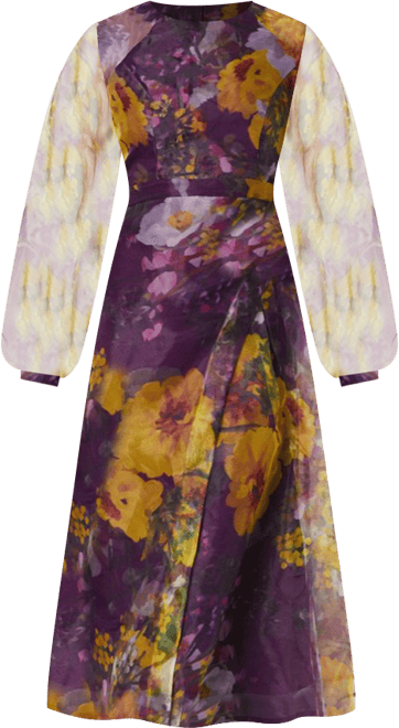 Women's Organza Puff Sleeve Midi Dress