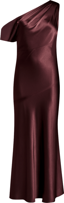 Women's Satin One Shoulder Fishtail Maxi Dress