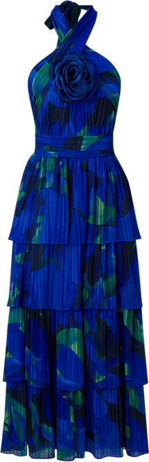 Women's Tiered Halter Tie Neck Maxi Dress