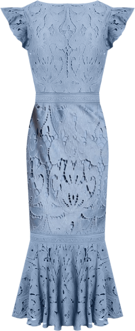 Women's Frill Sleeve Lace Flute Hem Dress