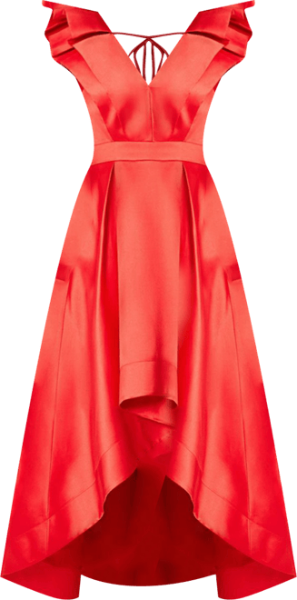 Women's Frill Sleeve V-Neck Midi Dress
