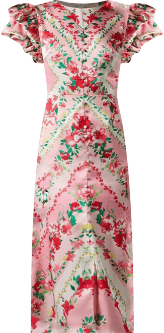 Women's Lisa Printed Ruffle Hem Midi Dress